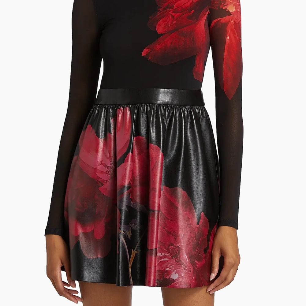 Alice + Olivia Black and Red Floral Mini Dress